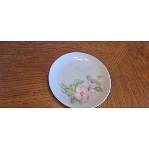 Vintage Hand Painted Porcelain Salad Plate 6 1/2" Signed SMCP 78 Pink Flower
